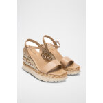 Sandales compenses en cuir beige