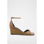 Sandales compensées en cuir camel Sandales compensées en cuir camel