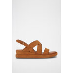 Sandales compensées en cuir de chèvre - marron Sandales compensées en cuir de chèvre - marron