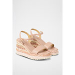 Sandales compenses en cuir rose