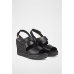 Sandales compensées en cuir solice noir Sandales compensées en cuir solice noir