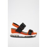 Sandales compenses orange et noir