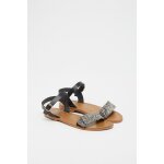 Sandales en cuir spruce noir et argent - goldensun