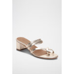 Sandales  talons en cuir de chvre gemma - dor