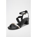 Sandales  talons en cuir noir et dor