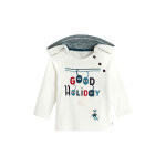 T - shirt � capuche en coton biologique - ecru - oba�bi