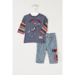 T - shirt et jean - gris fonc� chin� et bleu