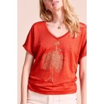 T - shirt en lin rouge - one step femme T - shirt en lin rouge - one step femme