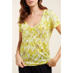 T - shirt en lin - vert citron et cru one step femme