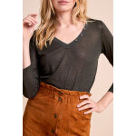 T - shirt en lin vert foncé - one step femme T - shirt en lin vert foncé - one step femme