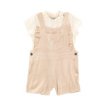 T - shirt et salopette en lin ecru et beige - ikks junior