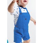 T - shirt et salopette - short blanc et bleu