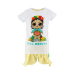 T - shirt et short en coton biologique lol surprise jaune et blanc T - shirt et short en coton biologique lol surprise jaune et blanc