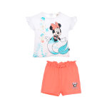 T - shirt et short en coton biologique minnie disney - blanc et saumon