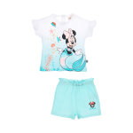 T - shirt et short en coton biologique minnie disney - blanc et vert d?eau