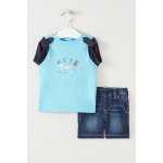 T - shirt et short en jean bleu