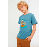 T - shirt tom et jerry bleu ptrole