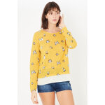 T - shirt trompe - l??il moutarde chin� et blanc