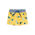 Short de bain moutarde et bleu marine
