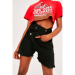 Short en jean taille haute noir