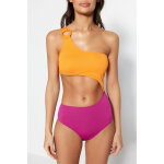 Trikini asymtrique orange et fuchsia