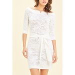 Tunique en dentelle et charpe noelly blanc