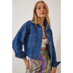 Veste courte en jean bleu