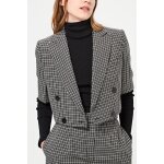 Veste courte en laine gris fonc et cru