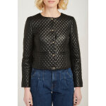 Veste en cuir d?agneau noir