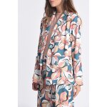 Veste fleurie bleu marine et rose