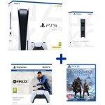 Pack ps5 - console ps5 + god of war : ragnar�k + fifa23 (code) + dualsense blanche + station de recharge ...