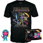 Pop&tee - figurine thanos blacklight et t - shirt l - marvel