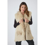 01004l beige taille unique / tu beige - gilet fourrure femme