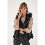 01074l noir noir m / l - gilet fourrure femme