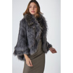 02016l gris fonc taille unique / tu gris - gilet fourrure femme