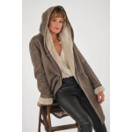 969 / 90 brown marron 34 / xs - manteau, 3 / 4 en peau laine