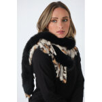 F115 echarpe renard noir / lopard taille unique / tu lopard - accessoires fourrures