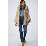Franciane beige 34 / xs camel - veste peau laine