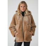 Gena reversible camel 36 / s camel - blouson peau laine