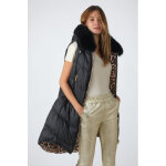 Gilet clizia reversible noir / lopard noir 36 / s - doudoune avec fourrure