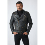 Rocker vintage beige black noir 50 / m - perfecto en cuir