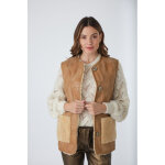 Vera reversible camel clair 36 / s latte / camel - veste peau laine