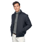 Vincit marine 56 / 2xl marine - blouson cuir, daim, peau lain