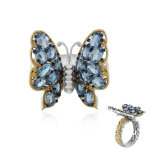 Bague en argent et aigue - marine (gems en vogue)