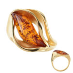 Bague en argent et ambre baltique couleur cognac (dagen)