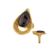 Bague en argent et ambre cerise de la baltique (dagen)