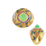 Bague en argent et calc�doine verte (adela silber)