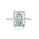 Bague en argent et �meraude de couleur paraiba
