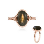 Bague en argent et labradorite cuivr�e de maniry (km by juwelo)