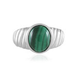 Bague en argent et malachite